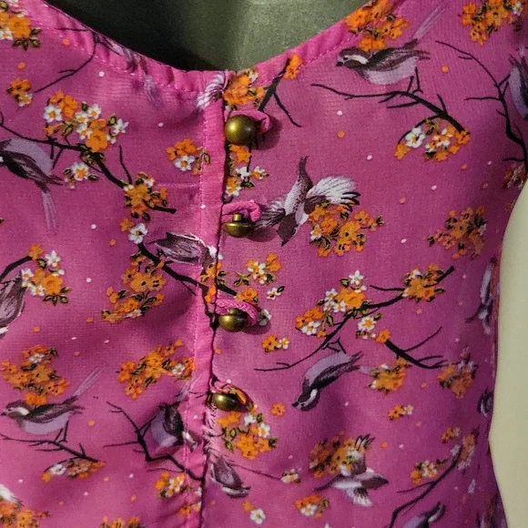 SOLD. Belle du Jour "Into the Woods" Semi-Sheer Tie-Waist Top - Picture 6 of 12